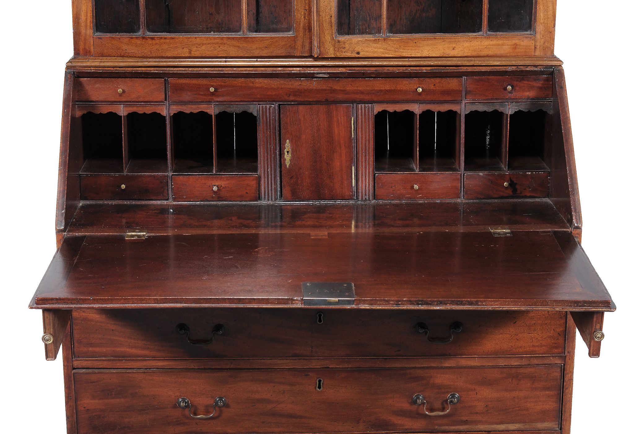 A George III bureau bookcase , circa 1790  A George III bureau bookcase , circa 1790, the dentil - Image 2 of 2
