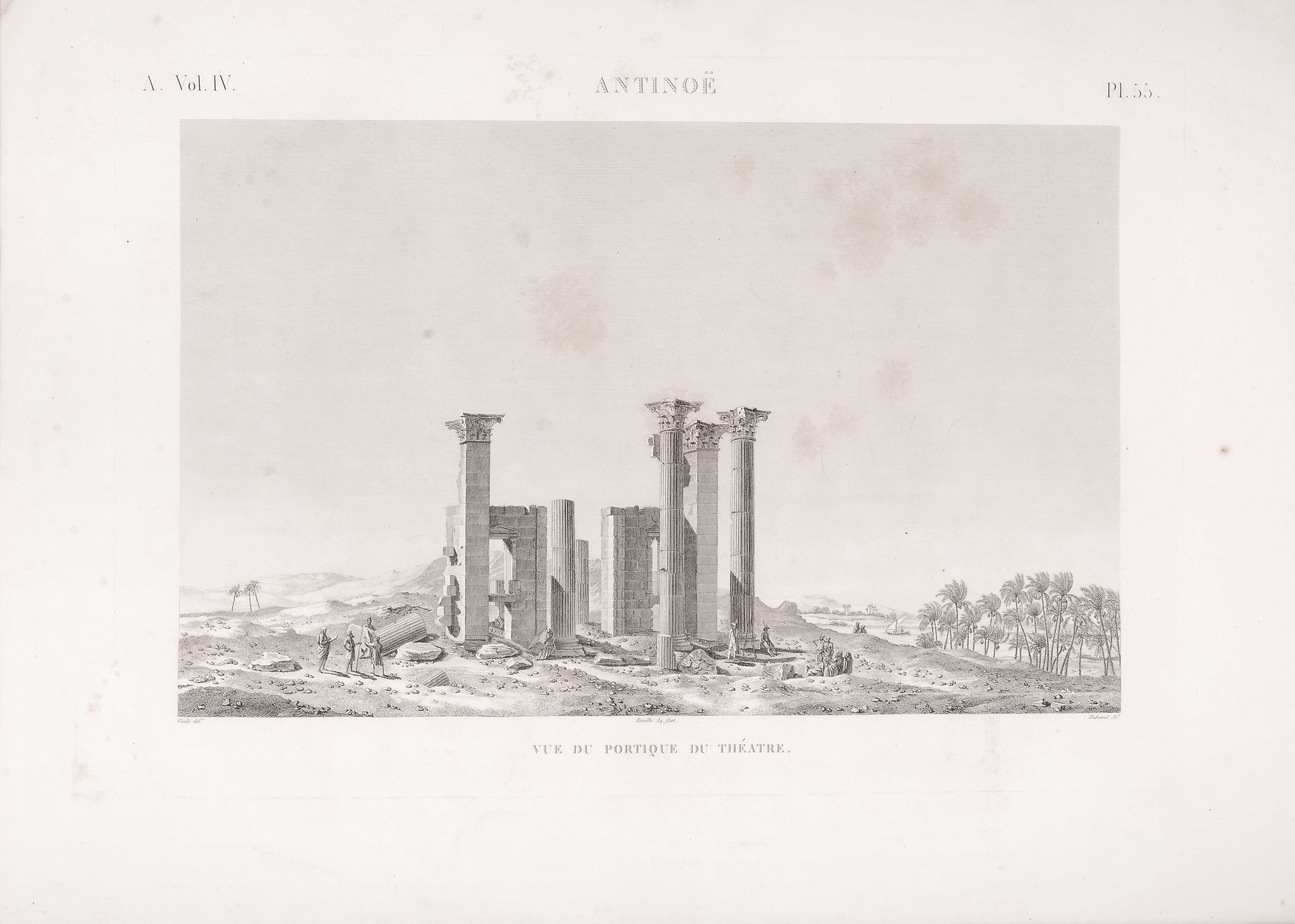 Description de l'Égypte - A group of five plates showing architectural ruins  A group of five 19th - Image 4 of 6