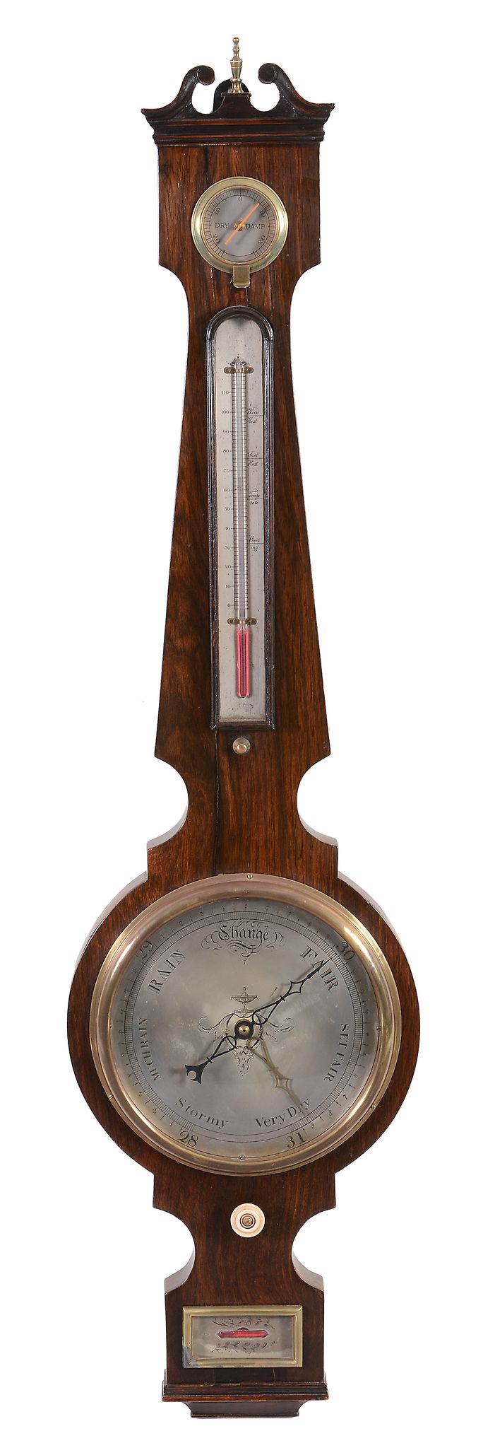 A Victorian rosewood mercury stick barometer, unsigned, mid 19th century  A Victorian rosewood
