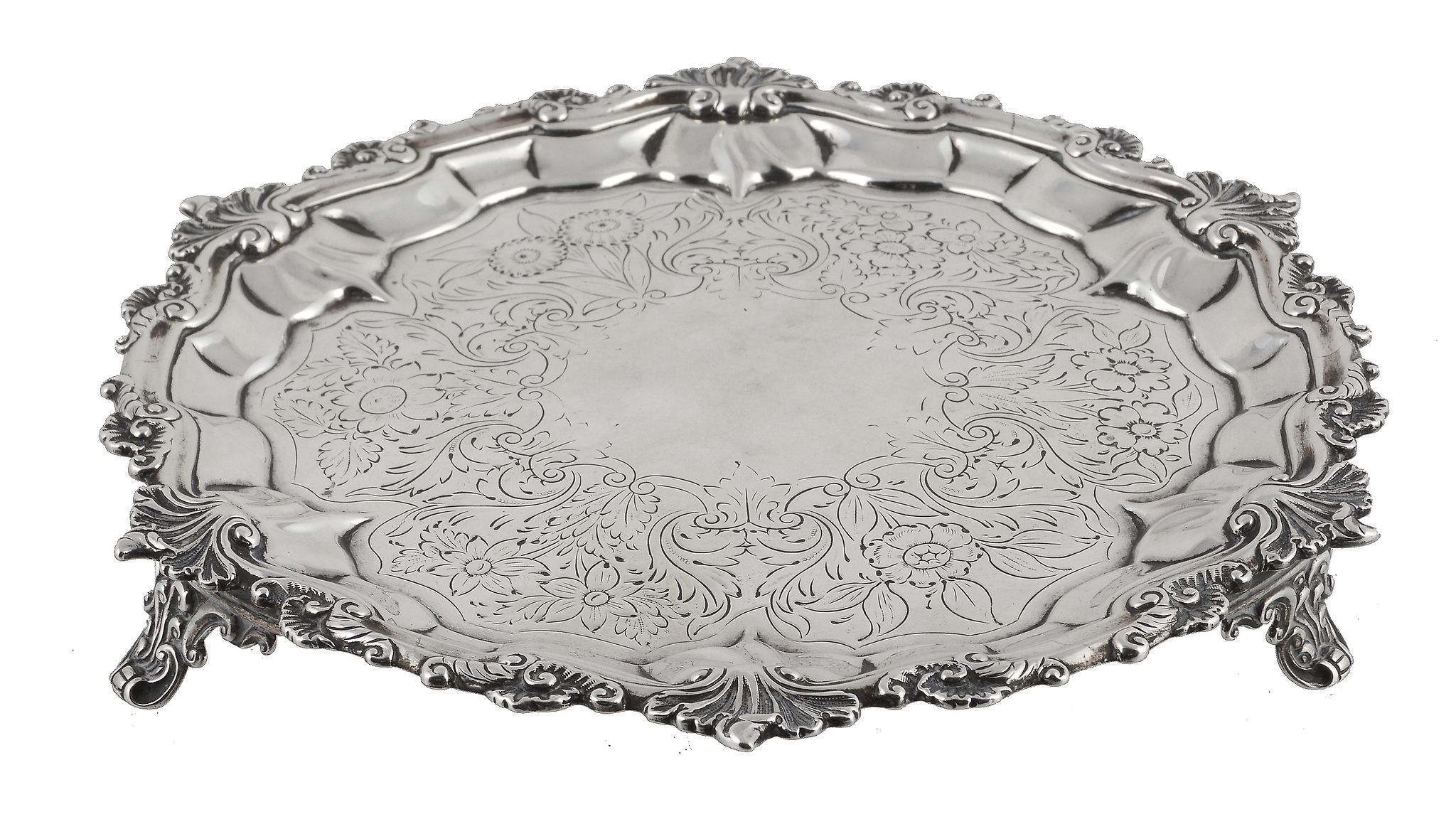 A William IV silver shaped circular small salver by Richard William Atkins & William Nathaniel