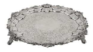 A William IV silver shaped circular small salver by Richard William Atkins & William Nathaniel