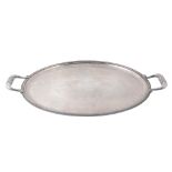 A French electroplated twin handled oval tray by Christofle, stamped marks, 20th century, in