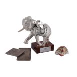 An Italian silver coloured over resin model of an elephant by Nuova Max Art s.r.l., Isernia, .925