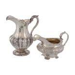 A George IV and a Victorian silver cream jug, the first compressed circular by Richard Pearce &