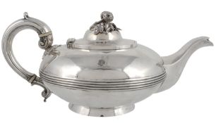 A Victorian silver compressed circular tea pot by A. B. Savory & Sons (William Smily), London 1861,