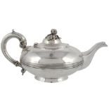 A Victorian silver compressed circular tea pot by A. B. Savory & Sons (William Smily), London 1861,