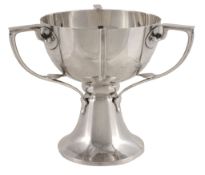 An Arts and Crafts silver pedestal bowl by William Aitken, Birmingham 1906, the circular bowl