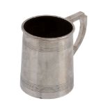 A silver straight-tapered mug, maker's mark B & W Ltd (not traced), Birmingham 1927, with a