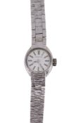 Longines, a lady's 9 carat white gold bracelet wristwatch, no. 59660, manual wind movement, 17