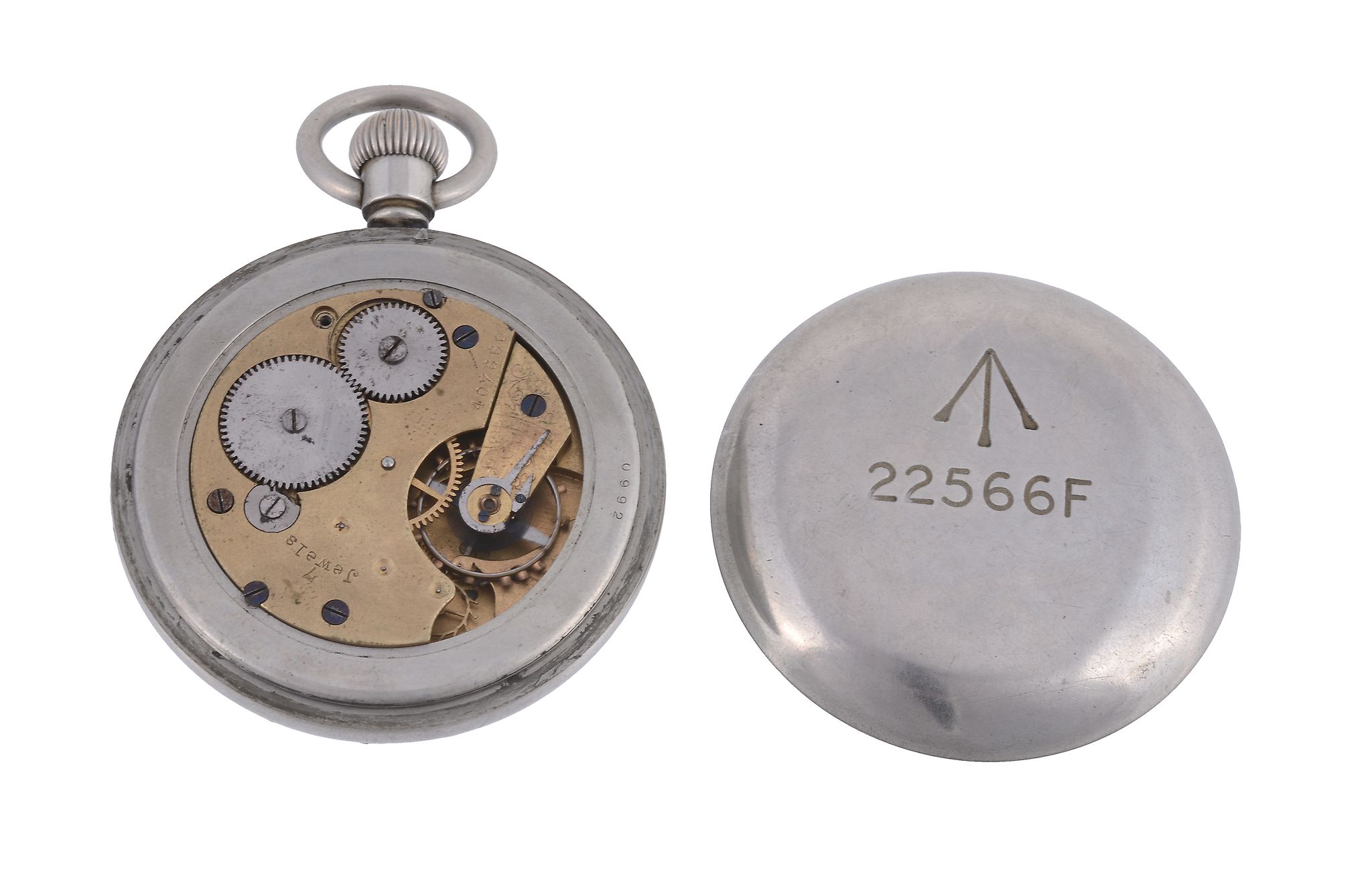 H. Williamson Ltd., London, a white metal military pocket watch, no. 22566F, three quarter plate - Image 2 of 2