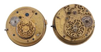 Moreton, an English alarmed fusee movement with verge escapement, no. 13940, with pierced foliate