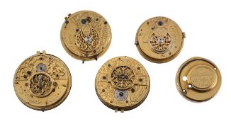 Thomas Bray, an English verge fusee movement, no. 9946, with pierced foliate balance cock, diamond