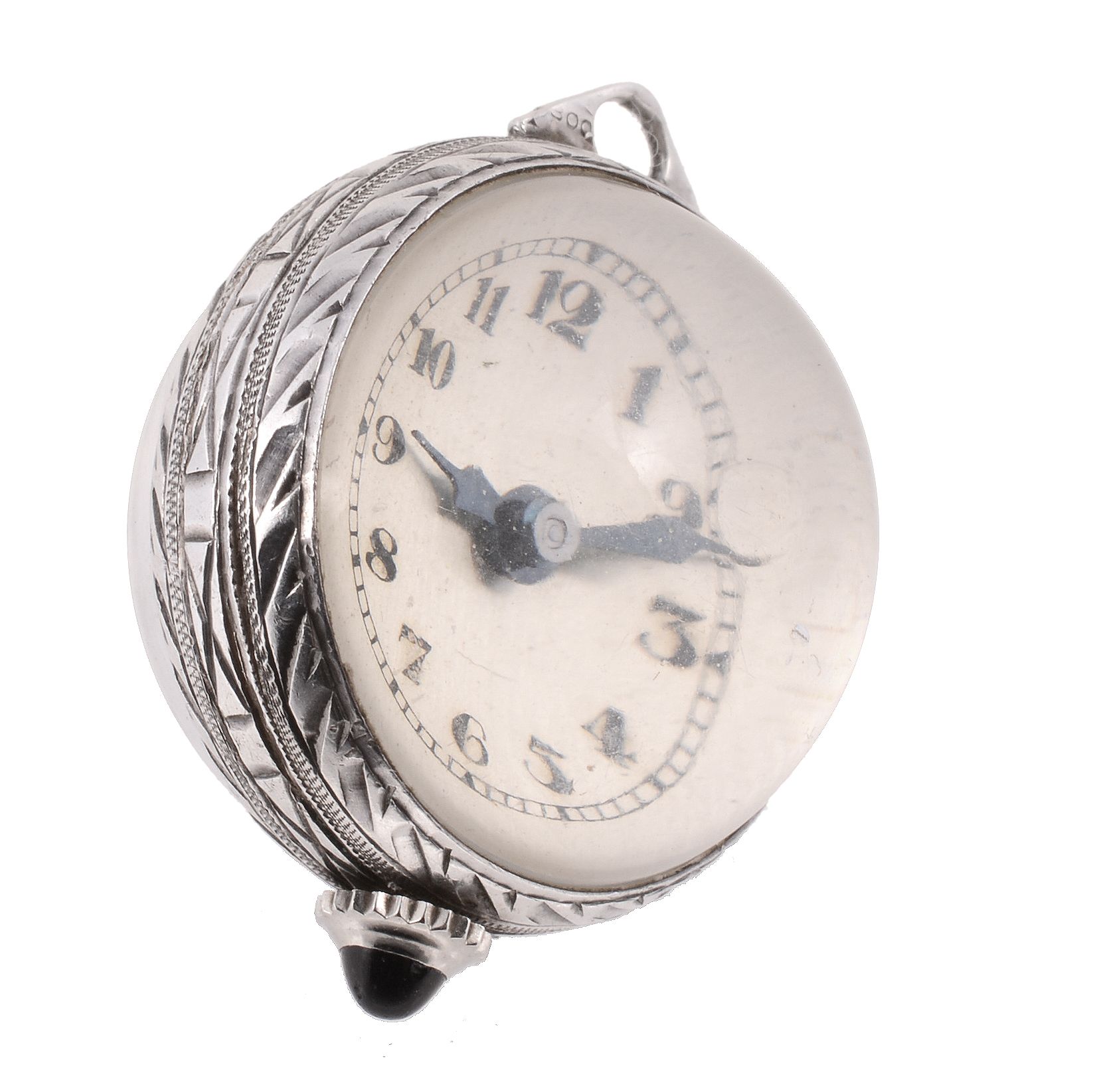 A silver coloured pendant ball watch, .800 standard, manual wind lever movement, 15 jewels, - Image 4 of 4