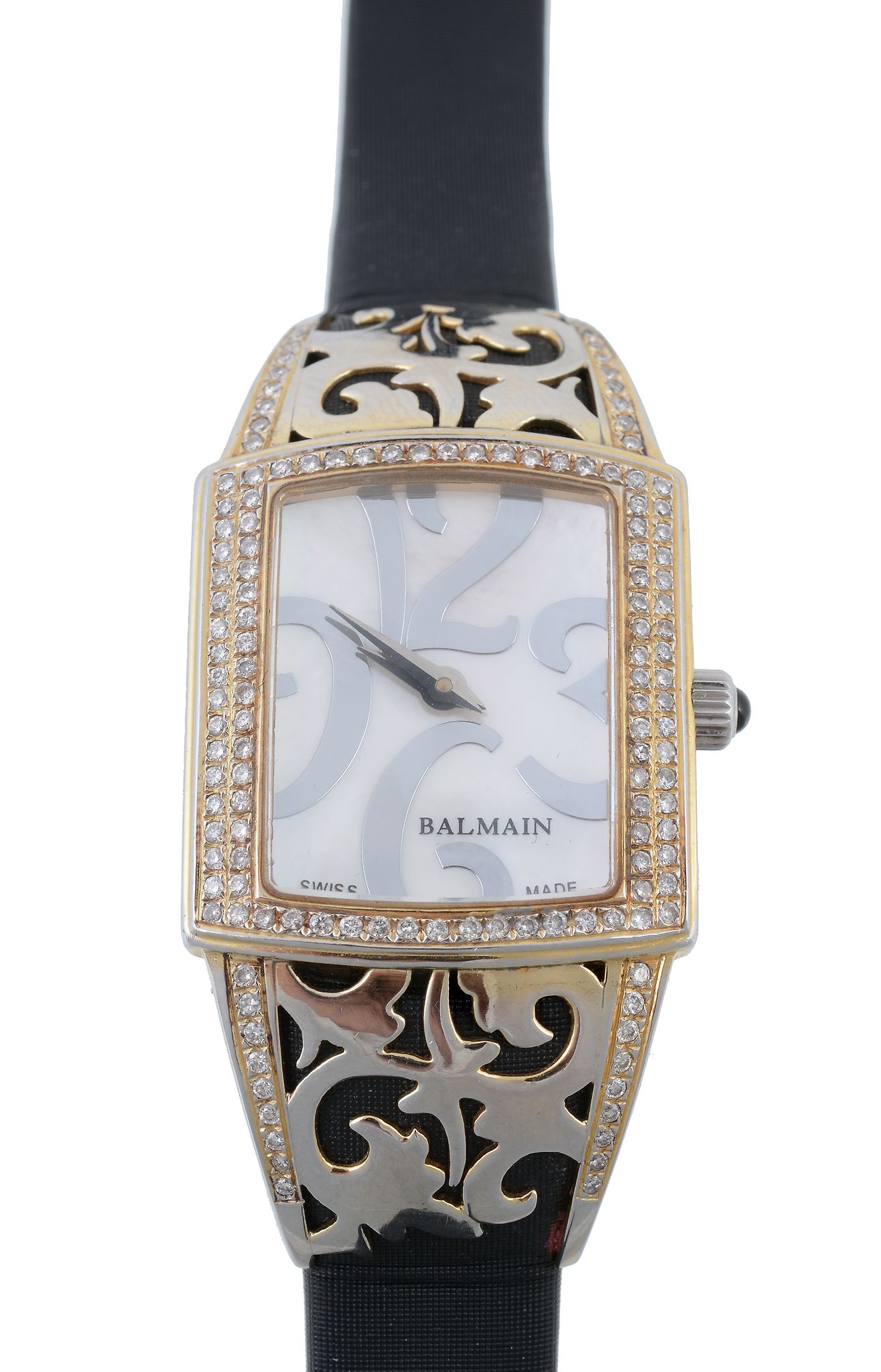 Balmain, a two colour metal and diamond watch, modern, quartz movement, cal.901001, 3 jewels,