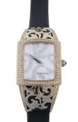 Balmain, a two colour metal and diamond watch, modern, quartz movement, cal.901001, 3 jewels,