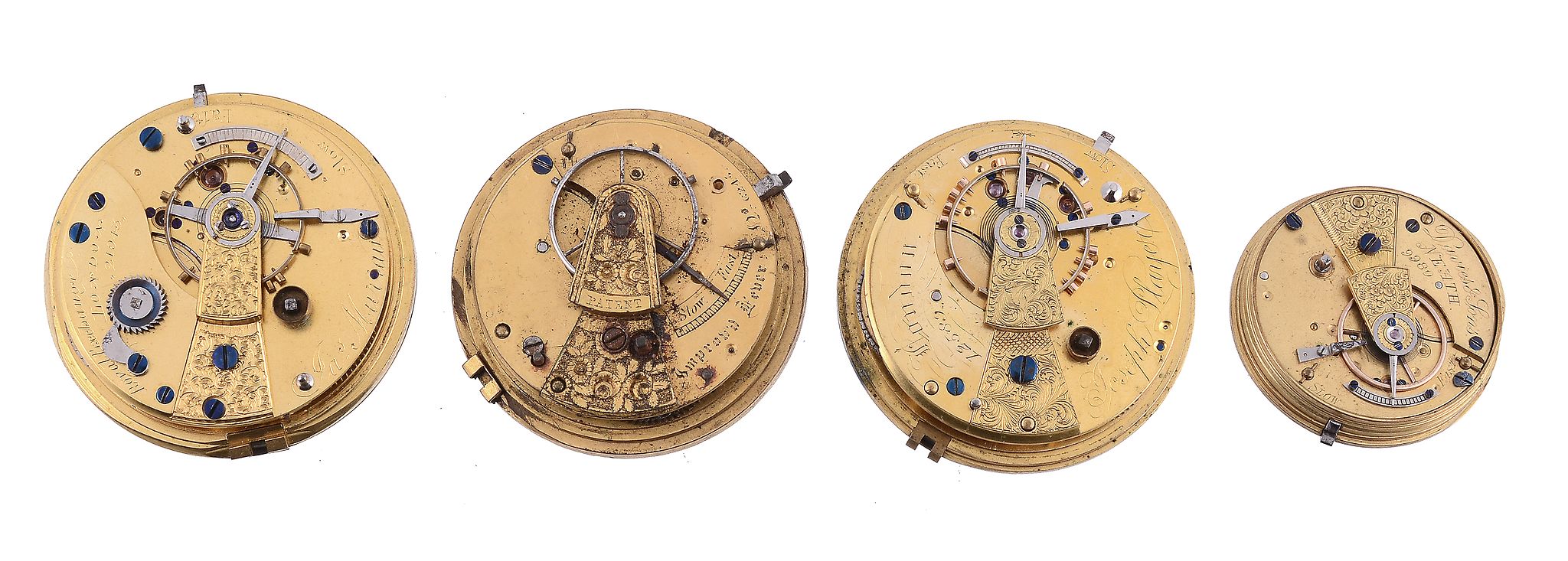 Joseph Player, an English lever fusee movement, no. 12589, bimetallic split balance, jewelled