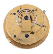 J & R Noble, an English lever fusee movement, no. 5806, with three armed balance, cylindrical