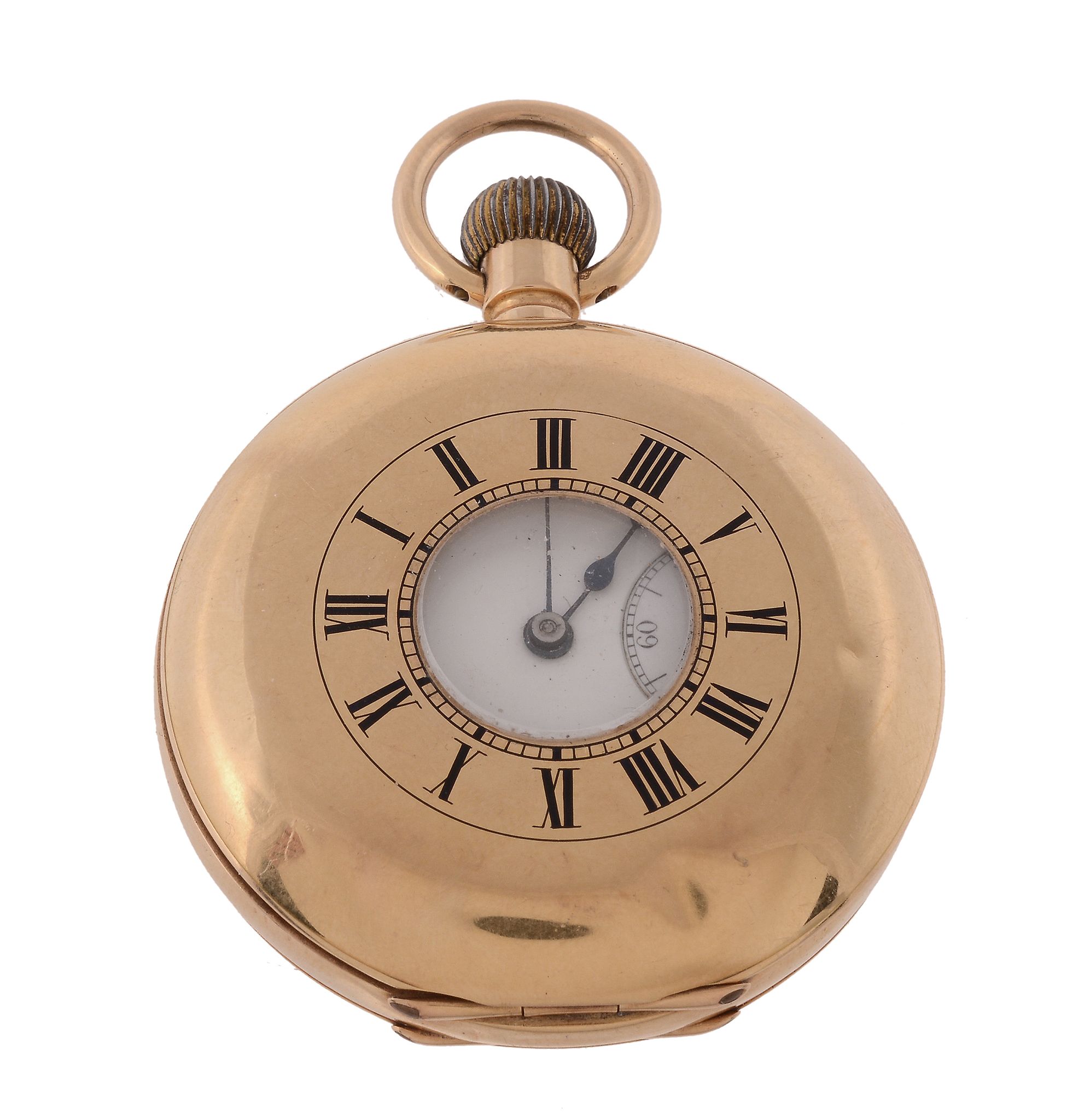 G. Spiegelhlter Co., an 18 carat gold keyless wind half hunter pocket watch, no.600489, three