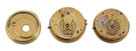 Hemmingway & Glover, an English verge fusee movement, no. 250, with pierced foliate and bow balance