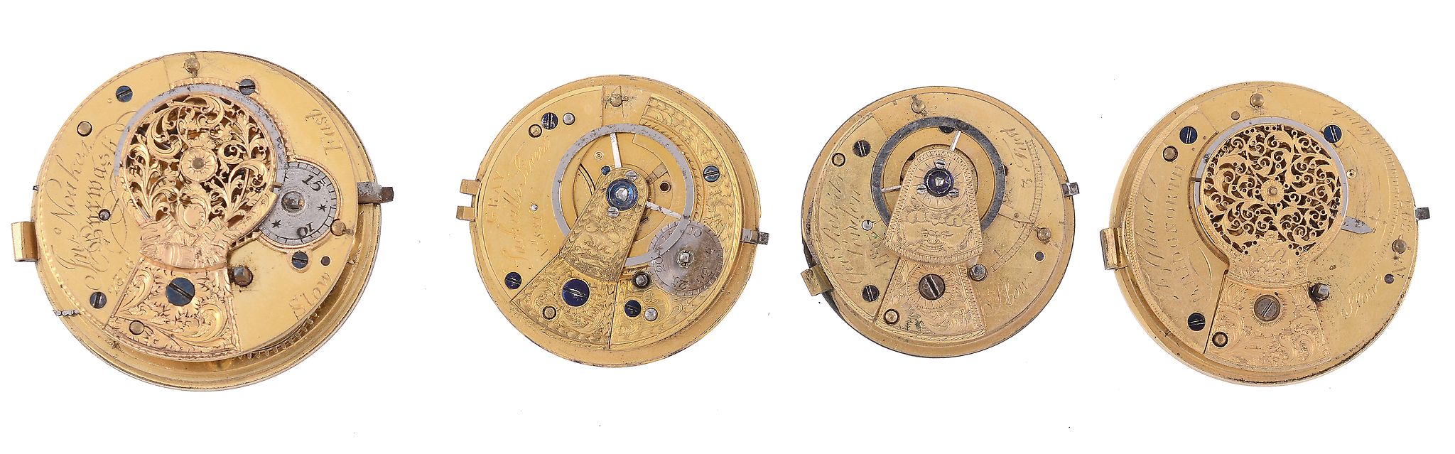 Gray, Jackville Street, an English fusee cylinder movement, no. 881, three arm undersprung balance,