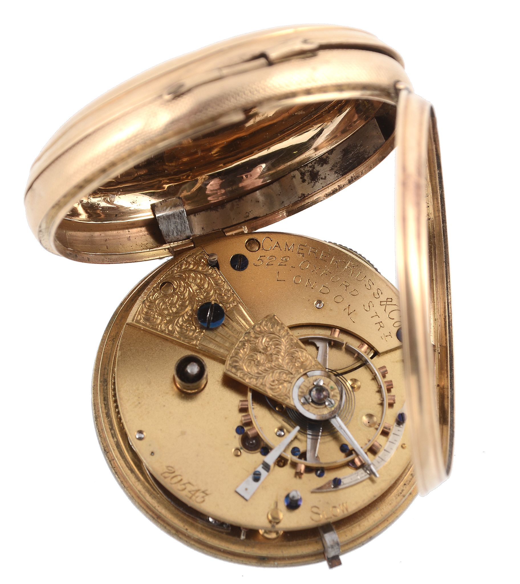 Camerer Kuss & Co., an 18 carat gold open face pocket watch, hallmarked London 1875, an English - Image 2 of 2