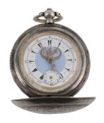 J. Dent, a silver coloured full hunter pocket watch, no. 27598, Swiss straight line club tooth