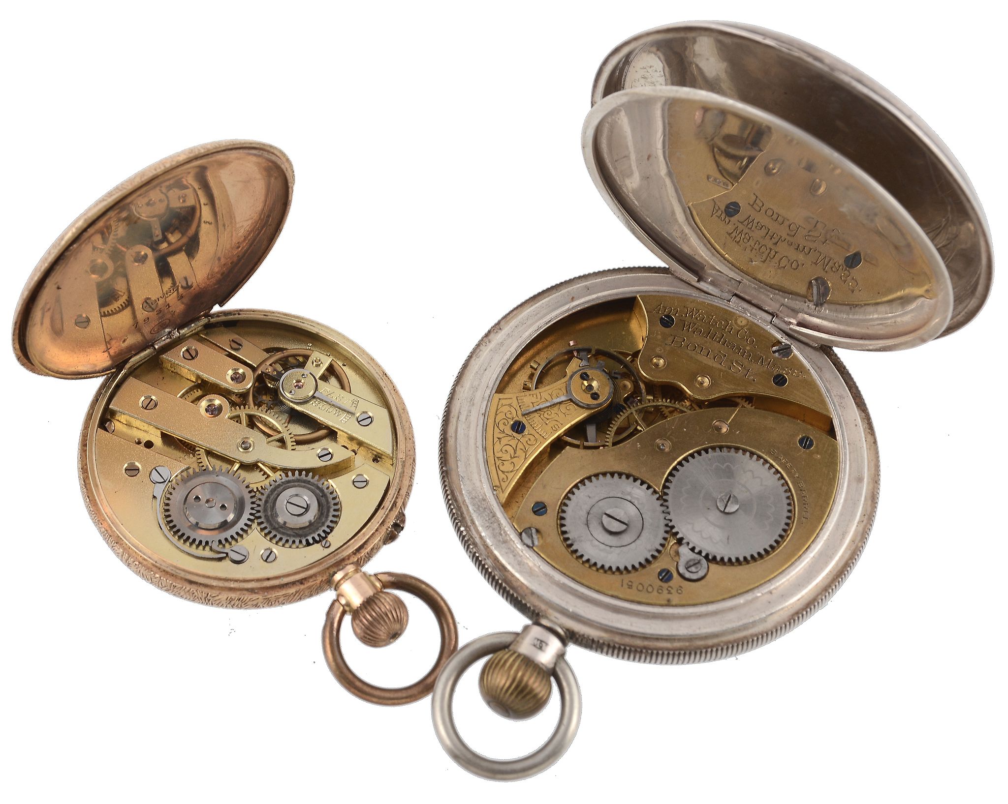 A 14 carat gold keyless wind open face pocket watch, no. 79313, cylinder escapement, gold dial, - Image 2 of 2