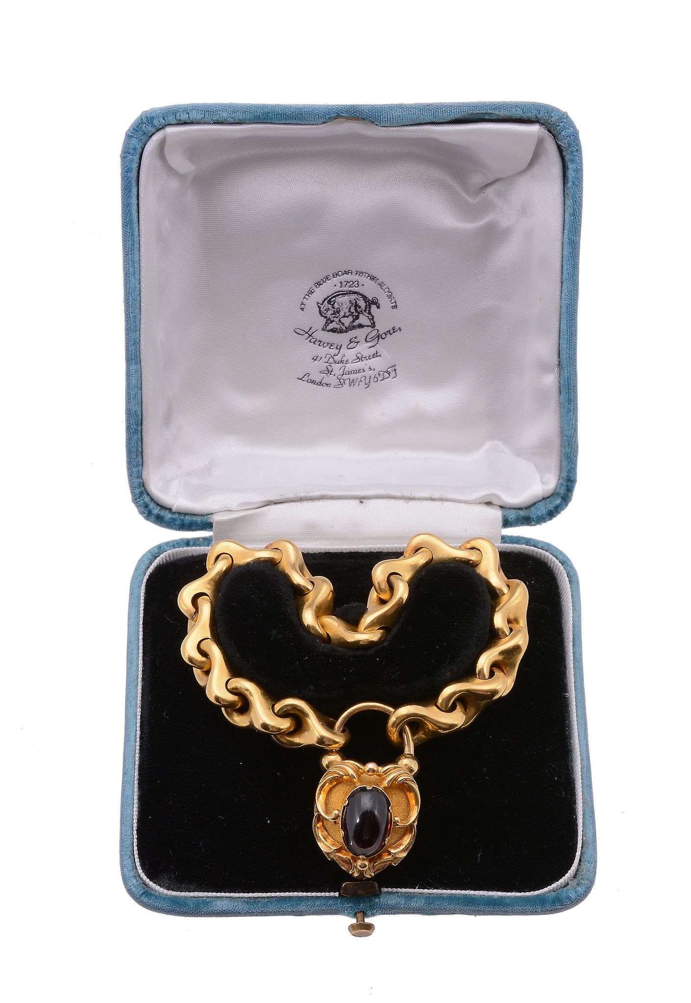 A mid Victorian gold bracelet , circa 1870, the fancy links to a heart shaped padlock clasp set