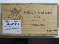 Château Marquis d'Alesme Becker 1990 Margaux 12 bts OWC  Château Marquis d'Alesme Becker 1990