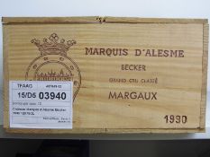 Château Marquis d'Alesme Becker 1990 Margaux 12 bts OWC  Château Marquis d'Alesme Becker 1990