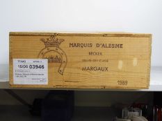 Château Marquis d'Alesme Becker 1989 Margaux 3 dbl mags OWC  Château Marquis d'Alesme Becker 1989