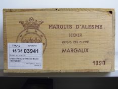 Château Marquis d'Alesme Becker 1990 Margaux 12 bts OWC  Château Marquis d'Alesme Becker 1990