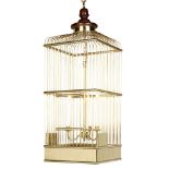 A Brass Bird Cage Lantern England circa 1900, with a central three light candelabra, the top with