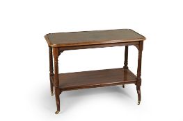 A Two Tier Side Table England circa 1820,  including an  oval recessed top with turned moulding