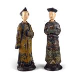 A Pair of Chinese Nodding Head Figures China circa 1820, painted pottery nodding head figures