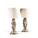 A Pair of Shell Lamps By Tessa Morley England circa 2010, covered with oysters, molluscs and