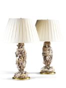 A Pair of Shell Lamps By Tessa Morley England circa 2010, covered with oysters, molluscs and