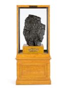 A Museum Sample of Italian Coal Italy circa 1860, mounted in a pine display case with the