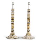 A Pair of Zig Zag Lamps France, circa 2010, the cloissone lamps of hexagonal form ,   18cm wide,