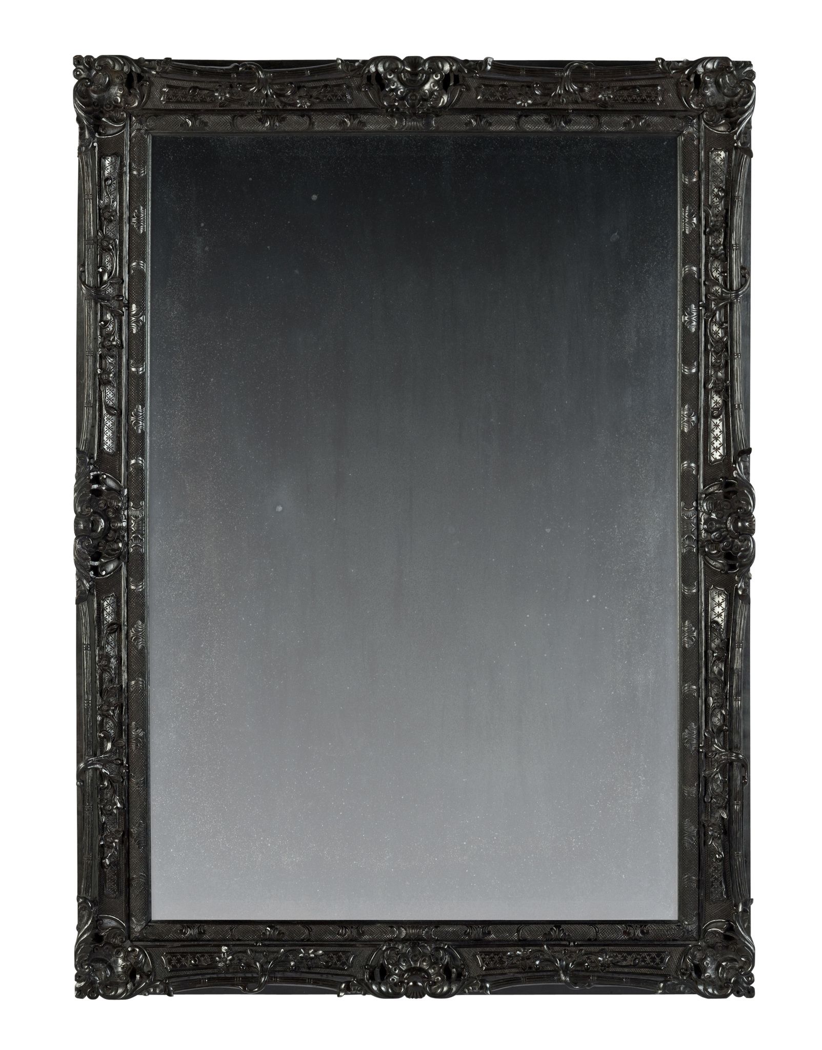 An Anglo Indian Ebony Rococo Revival Pier Mirror India circa 1860, each element is finely carved