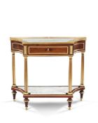 A Louis XVI Mahogany Console Desserte France circa 1790, with concave sides and a single drawer in