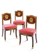 A Set of Six Empire Ormolu Mounted Chairs France circa 1810, in the manner of Jacob Desmalter,