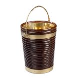 A Large Ribbed Mahogany Peat Bucket England circa 1800, of large scale, with broad brass bands and