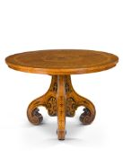 A Victorian Marquetry Centre Table  England circa 1840, attributed to Edward Holmes Baldock, the top