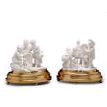 A Pair of Sevres Biscuit Figure Groups France circa 1765, on gilt-brass bases, known as La