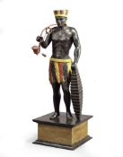 An Unusual Carved Wood and Polychrome Model of A Native American France circa 1800, polychrome