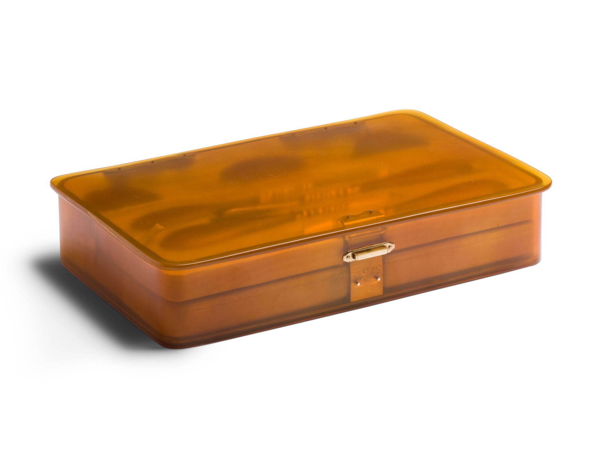 An Edwardian Blonde Tortoiseshell Box and Dressing Set England circa 1908,  with gold clasp and