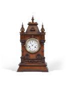 A Gothic Clock England / France circa 1860, in the form of a  G othic castle facade with a mansard