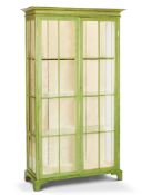 An Archive Collection Display Case England circa 2010, stained apple green parchment, the piece is