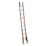 A Mid 19th Century Pole Ladder England circa 1850, with nine polished iron treads, 35cm wide,  234cm